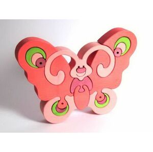 Dřevěné vkládací puzzle - Motýlek růžový