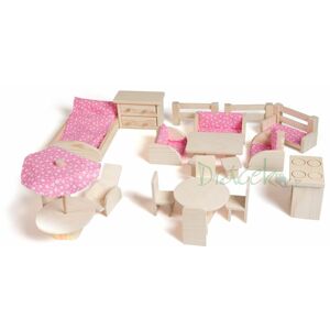 Dřevěný nábytek pro panenky - sada 22 ks