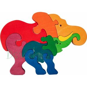Dřevěné vkládací puzzle - Slon se slůňátkem