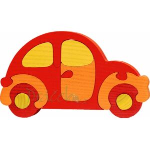 Dřevěné vkládací puzzle - Auto brouk červené