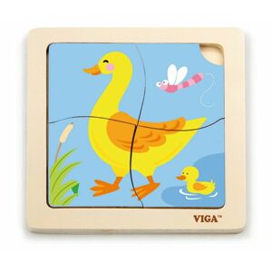 VIGA, Dřevěné puzzle 4 dílky - kachna