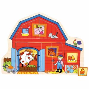 Bino, Baby puzzle farma 13 dílků vkládačka domeček