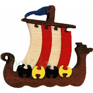 Dřevěné vkládací puzzle - Loď Vikingové