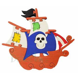 Dřevěné vkládací puzzle - Loď pirátská