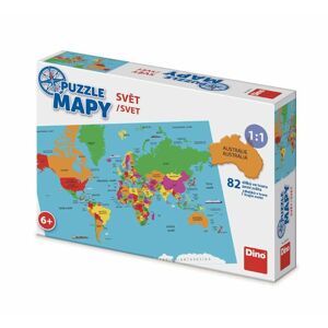 Puzzle mapy Svět 82 dílků ve tvaru zemí 1:1 v krabici 32x23x7cm