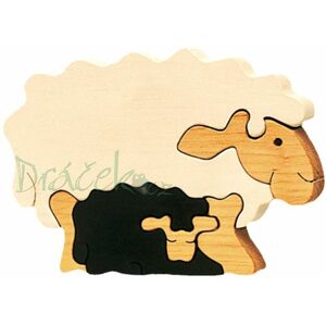 Dřevěné vkládací puzzle - Ovce s jehňátkem