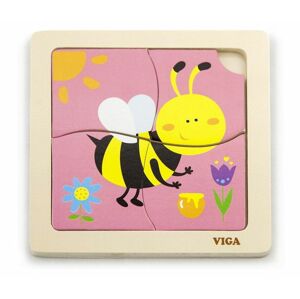 VIGA, Dřevěné puzzle 4 dílky - včela