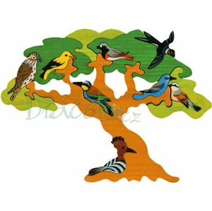 Dřevěné vkládací puzzle - Strom Stěhovaví ptáci