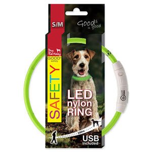 Obojek DOG FANTASY LED nylonový zelený S-M 1 ks
