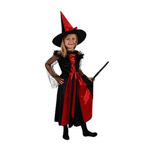 Rappa Dětský kostým čarodějnice černo-červená s kloboukem (S) e-obal