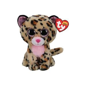 TY Beanie Boos LIVVIE - hnědo-růžový leopard, 15 cm