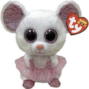 TY Beanie Boos NINA - bílá myš baletka, 24 cm (1)