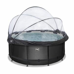 EXIT Frame Pool o360x122cm (12v Sand filter) – Black-Leather Style + Dome