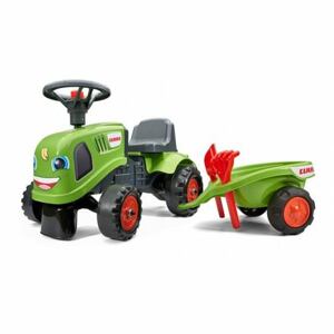 FALK Odrážedlo traktor Baby Claas s vozíkem a lopatou s hráběmi