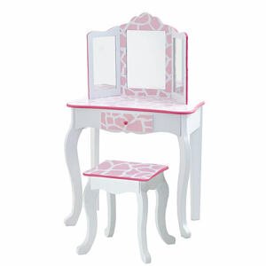 Teamson Fantasy Fields - Růžovo bílý toaletní stolek s žirafím vzorem