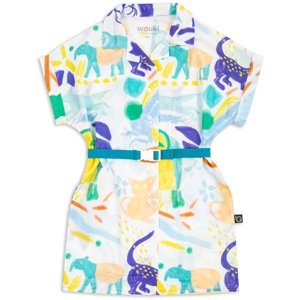 Wouki Dětské košilové šaty PAGU - jungle blue 164