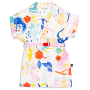 Wouki Dětské košilové šaty PAGU - jungle pink 110
