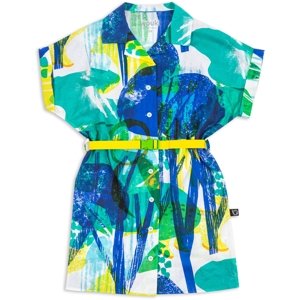 Wouki Dětské košilové šaty PAGU - forest blue 158